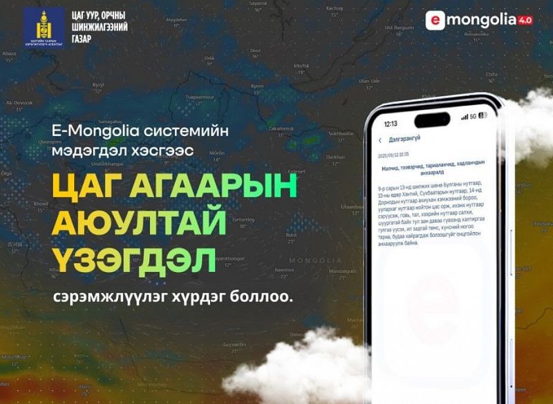 Экстренные оповещения о погоде будут доставляться через систему уведомлений E-Mongolia